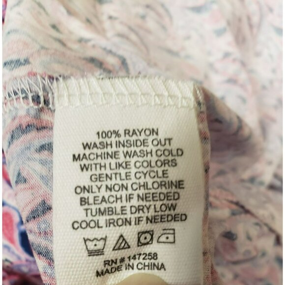 Simply Southern XXL Paisley Print Dress Pink & Purple Ruffle V Neck Tiered Skirt - Picture 9 of 10